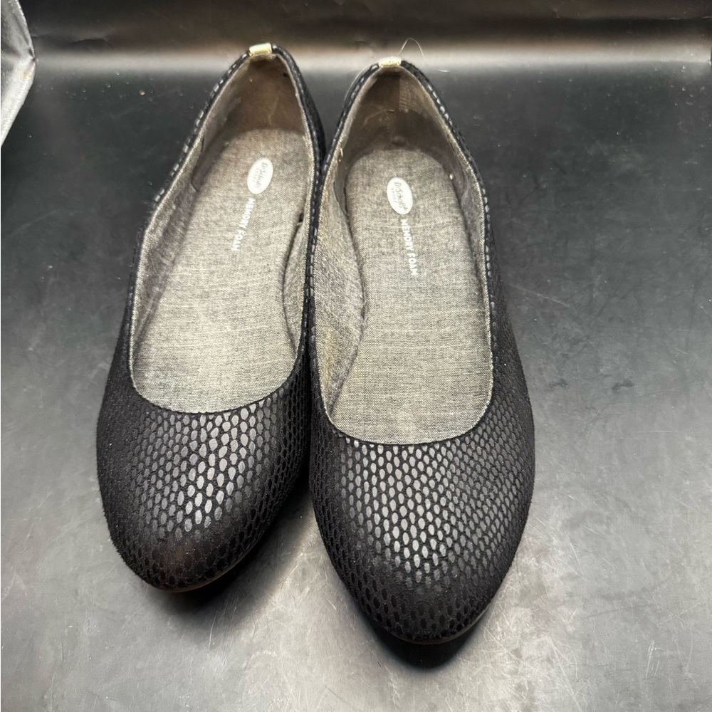 Dr. Scholl's Memory Foam Ballet Flat Slides Slip On Black Shoes Women's Size 11